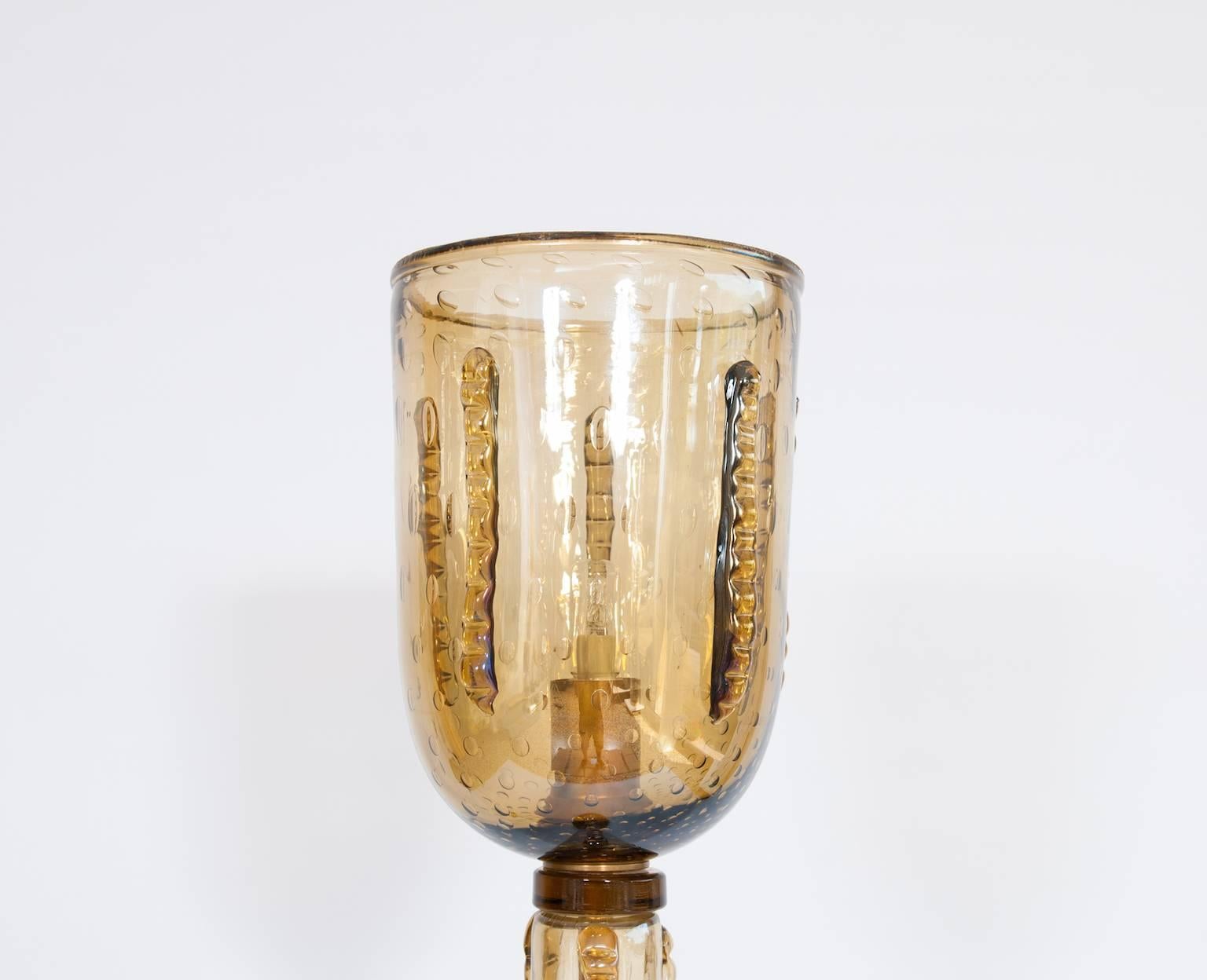 Art Glass Venetian Floor Lamp in Blown Murano Glass, Iridescent and 