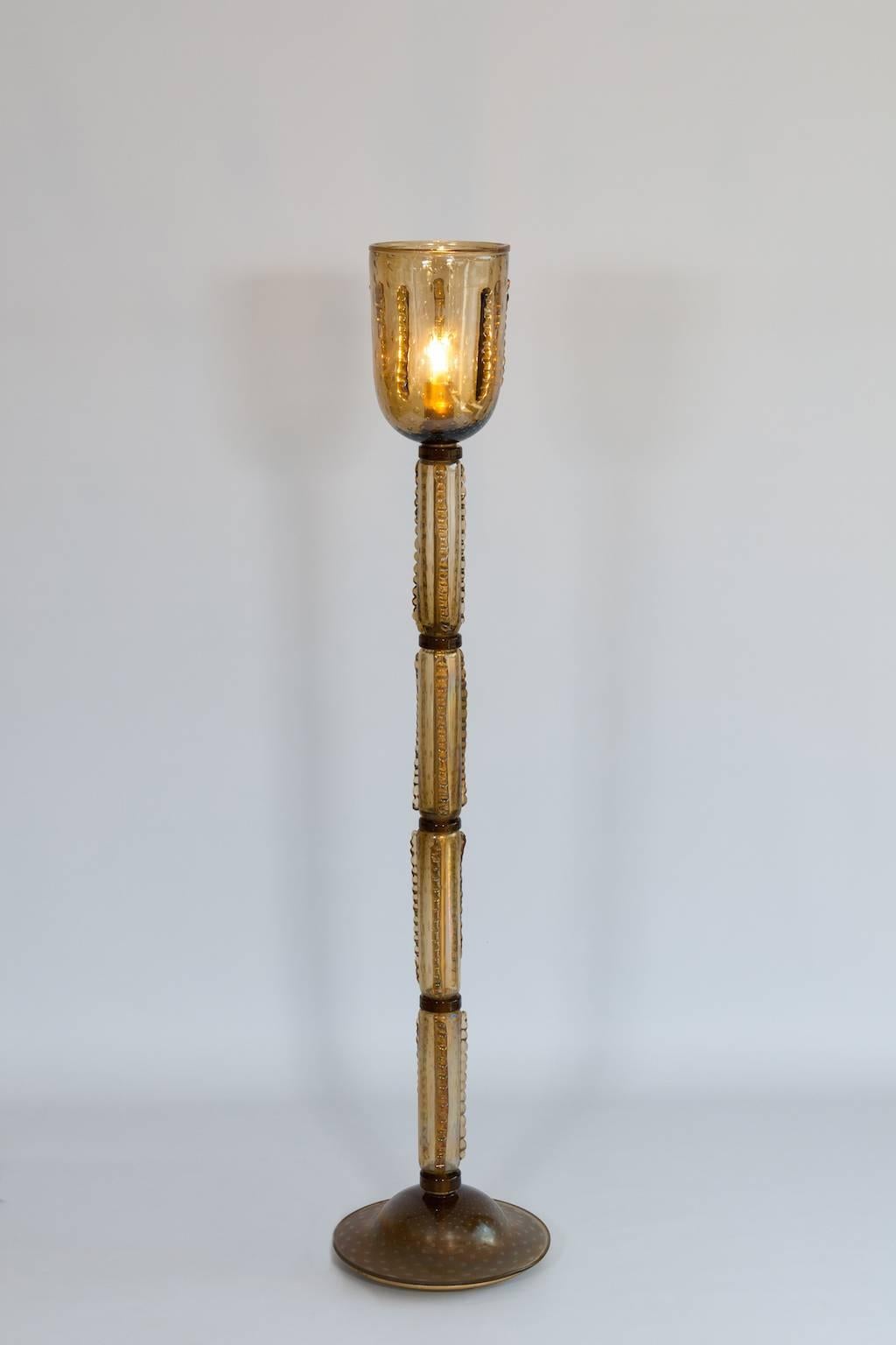 Venetian Floor Lamp in Blown Murano Glass, Iridescent and 