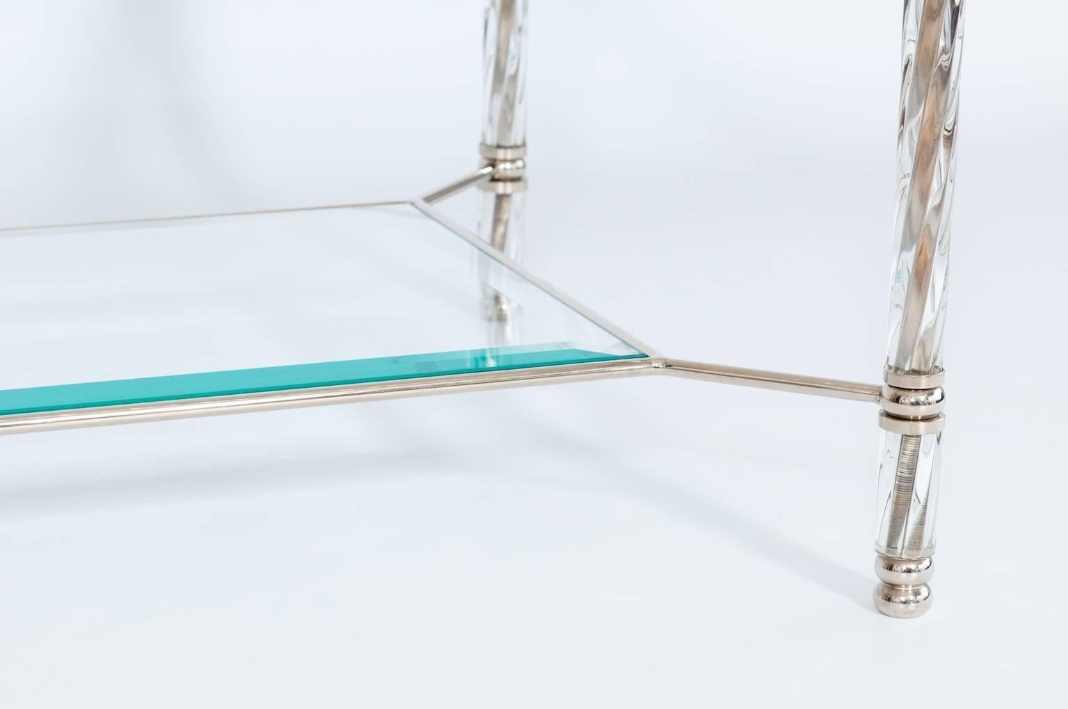 Hand-Crafted Italian Venetian Coffe Table in Blown Murano Glass, Transparent, Barovier, 1980s For Sale