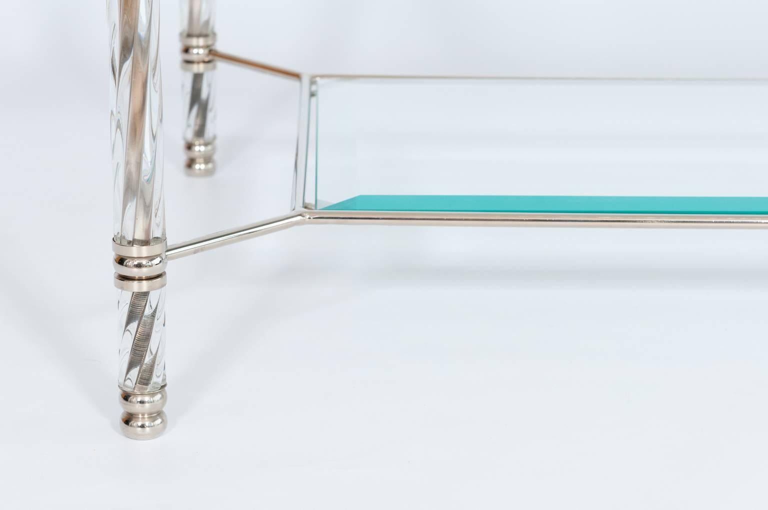 Italienischer venezianischer Couchtisch aus geblasenem Muranoglas, transparent, Barovier, 1980er Jahre (Ende des 20. Jahrhunderts) im Angebot