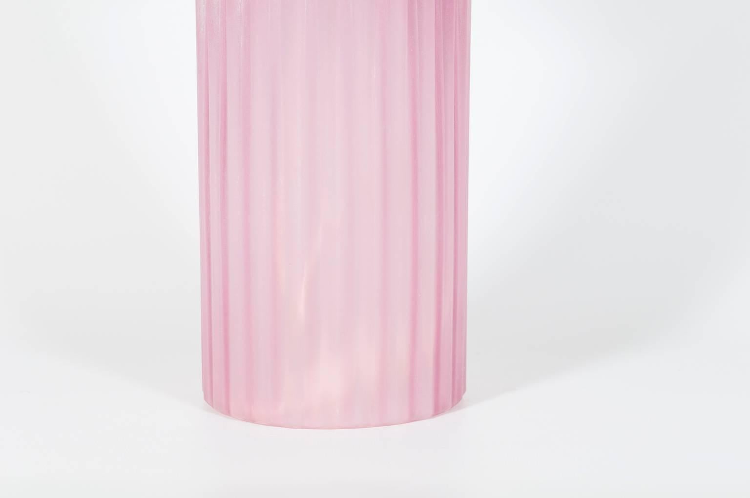 Italian Venetian, Table Lamp, Blown Murano Glass, Pink Digging, Cenedese, 1970s (Handgefertigt)