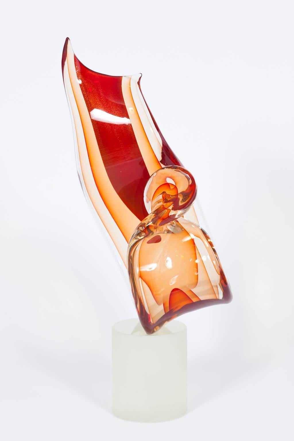 Moderne Sculpture italienne « Lamb » en verre de Murano soufflé signée par Romano Don, années 1990 en vente