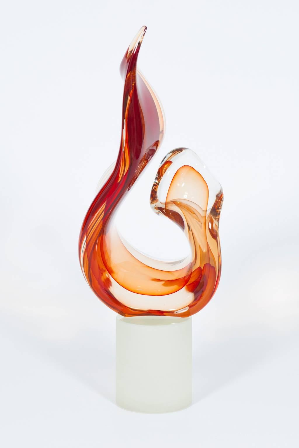 Fait main Sculpture italienne « Lamb » en verre de Murano soufflé signée par Romano Don, années 1990 en vente