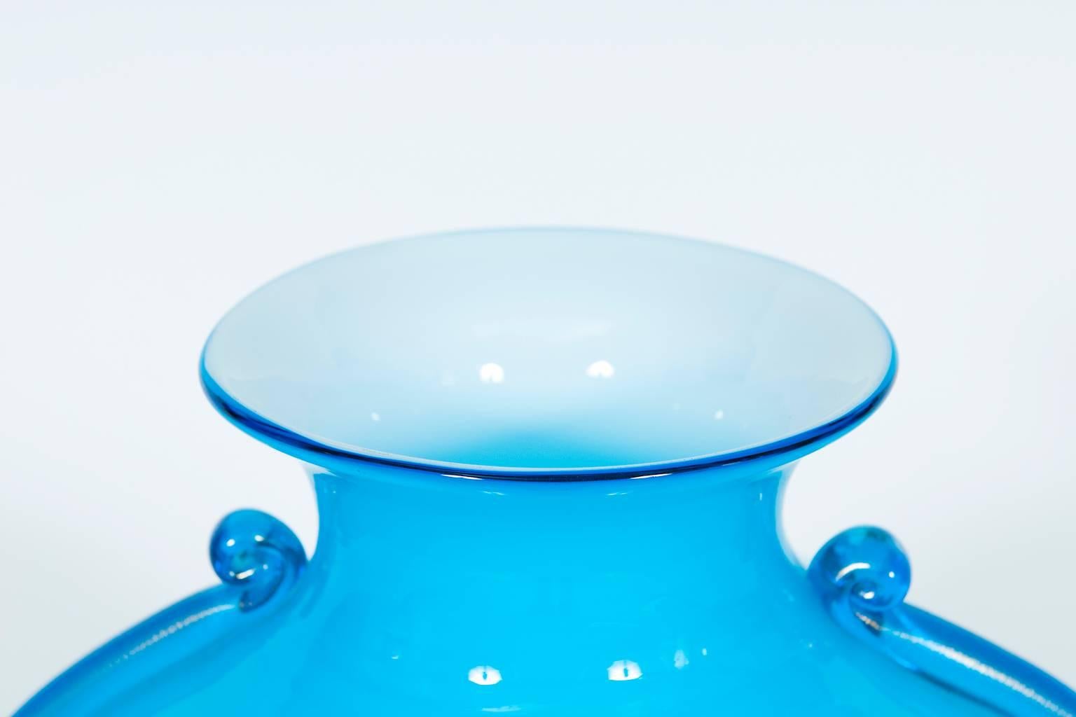 Italian Venetian Vase in Murano Glass, Light Blue 1