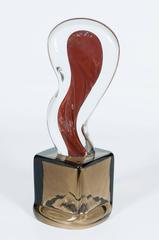 Scultura astratta veneziana in vetro di Murano di Romano Donà degli anni '80, Italia