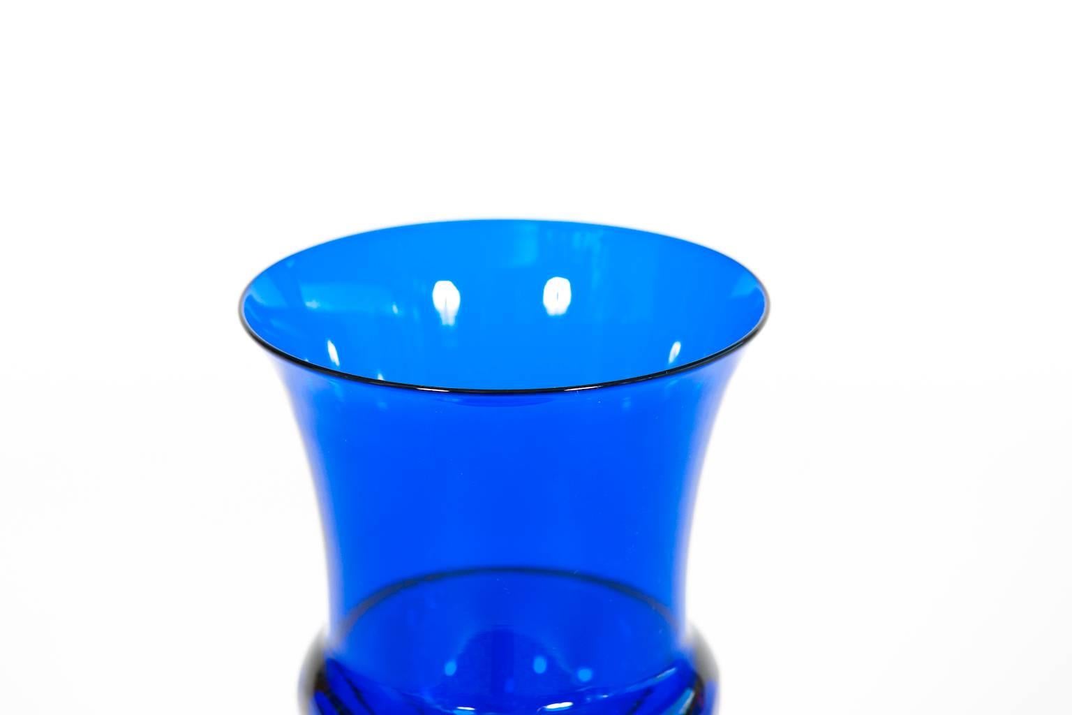Late 20th Century Italian Venetian Goblet in Murano Glass Blue