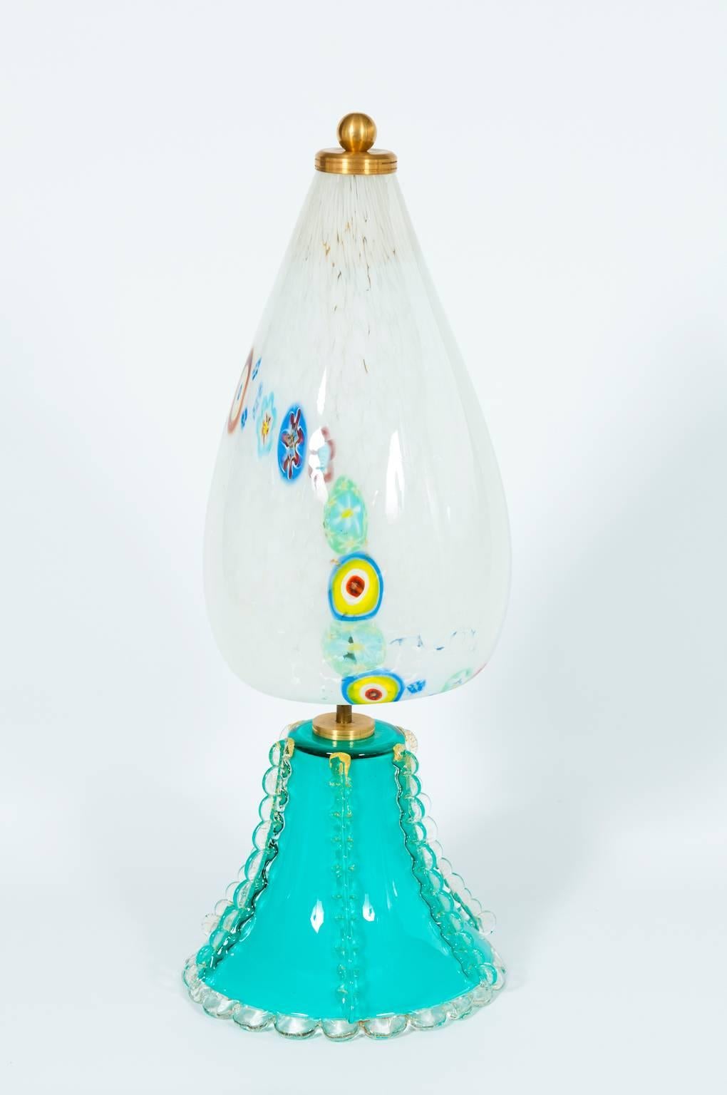 Hand-Crafted Italian Venetian Table Lamp in Murano Glass, 1980s