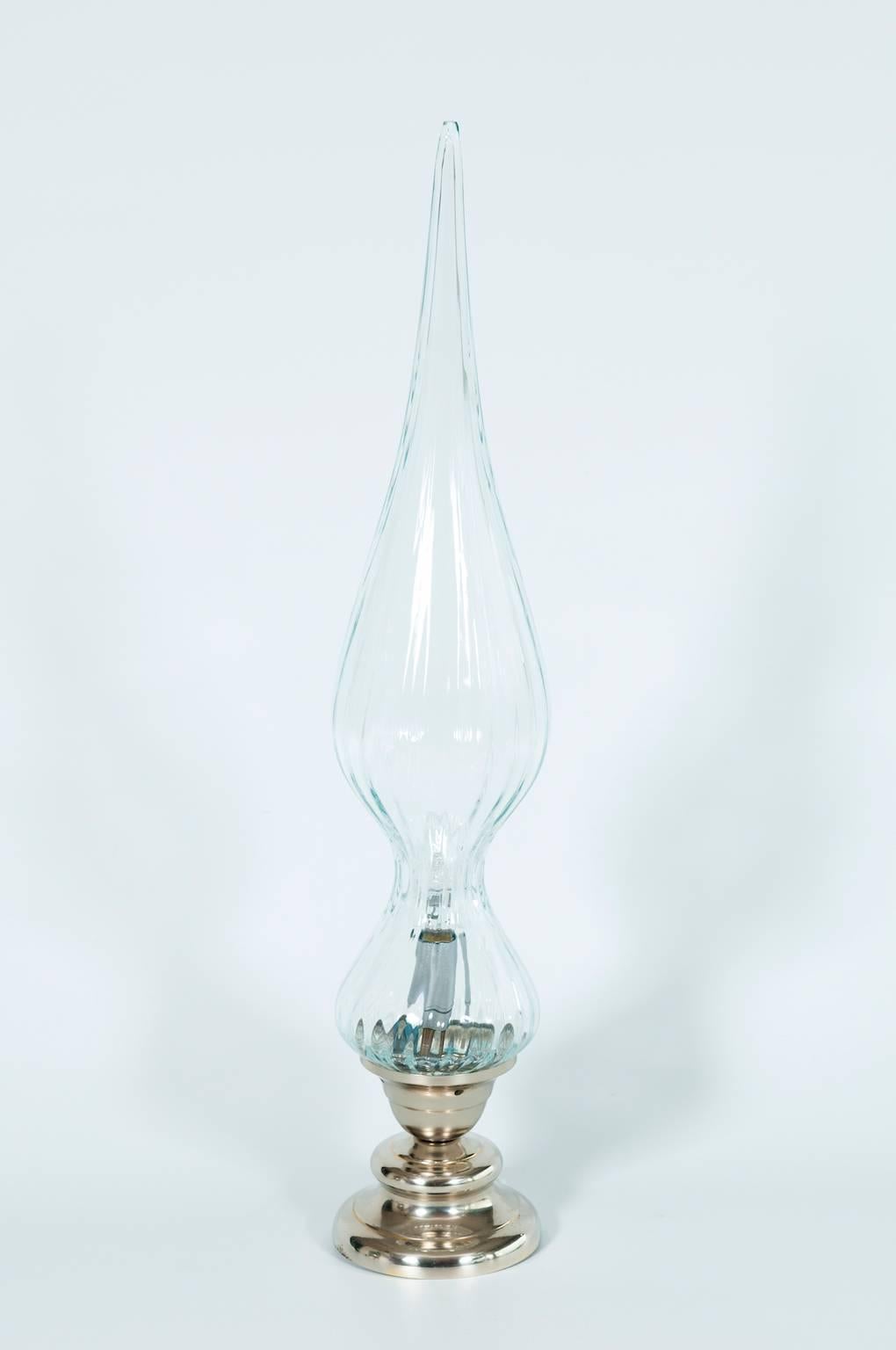 Hand-Crafted Italian Venetian Table Lamp in Murano Glass Transparent