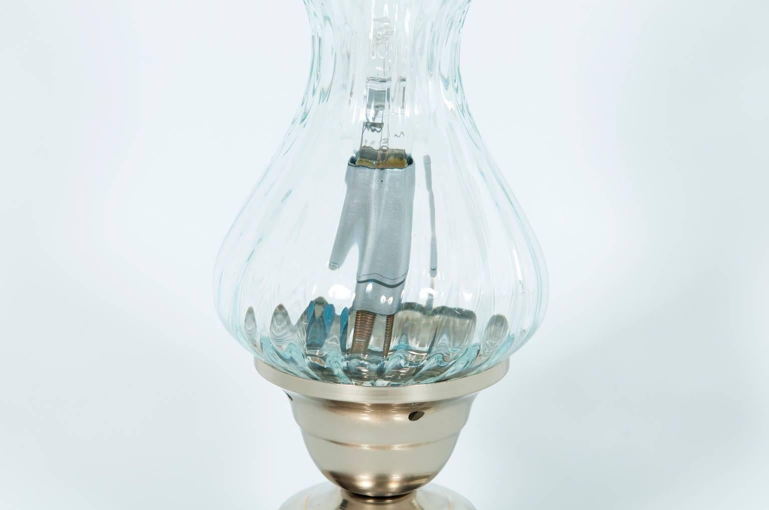 Late 20th Century Italian Venetian Table Lamp in Murano Glass Transparent