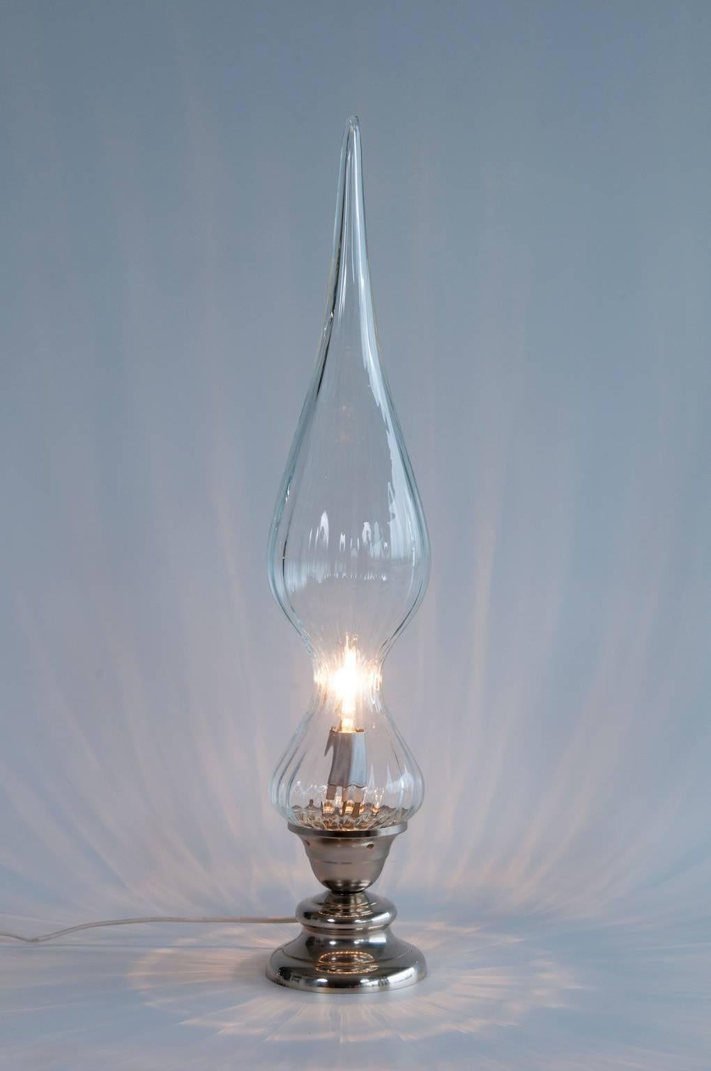 Italian Venetian Table Lamp in Murano Glass Transparent 1