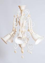 Venetian Murano Chandelier blown Glass Ivory & Gold 1990s