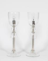 Pair of Italian Venetian Table Lamps in Murano Glass clear color, 1990s Italy