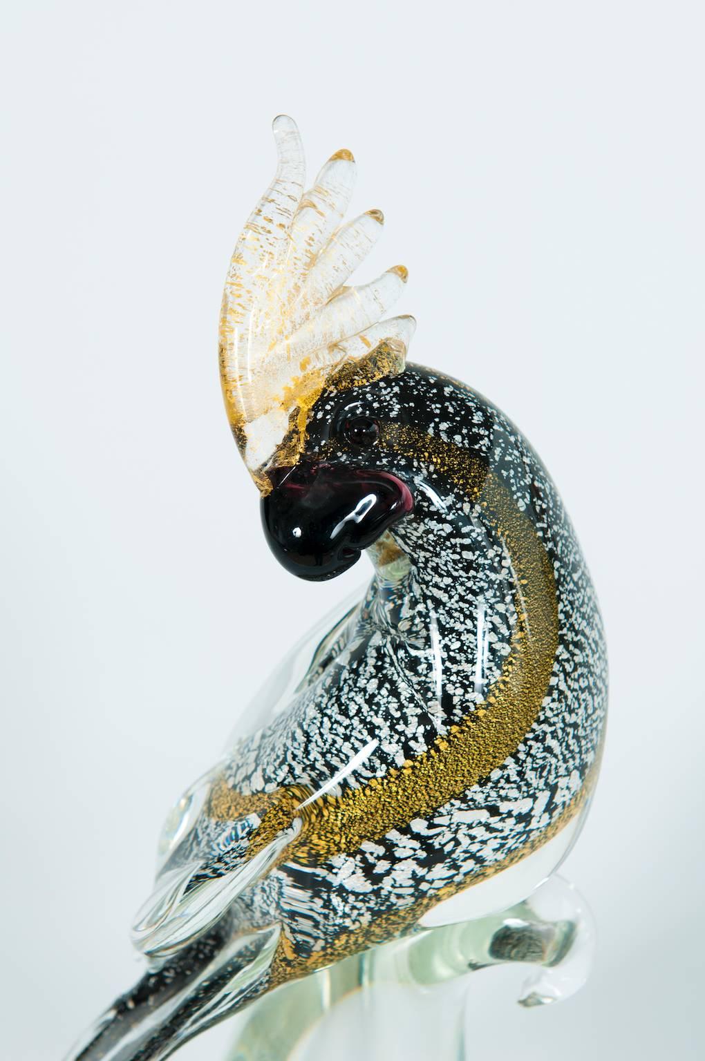 Art Glass Italian Venetian Parrot Sculpture in Blown Murano Glass, by Alberto Donà, 1980s For Sale