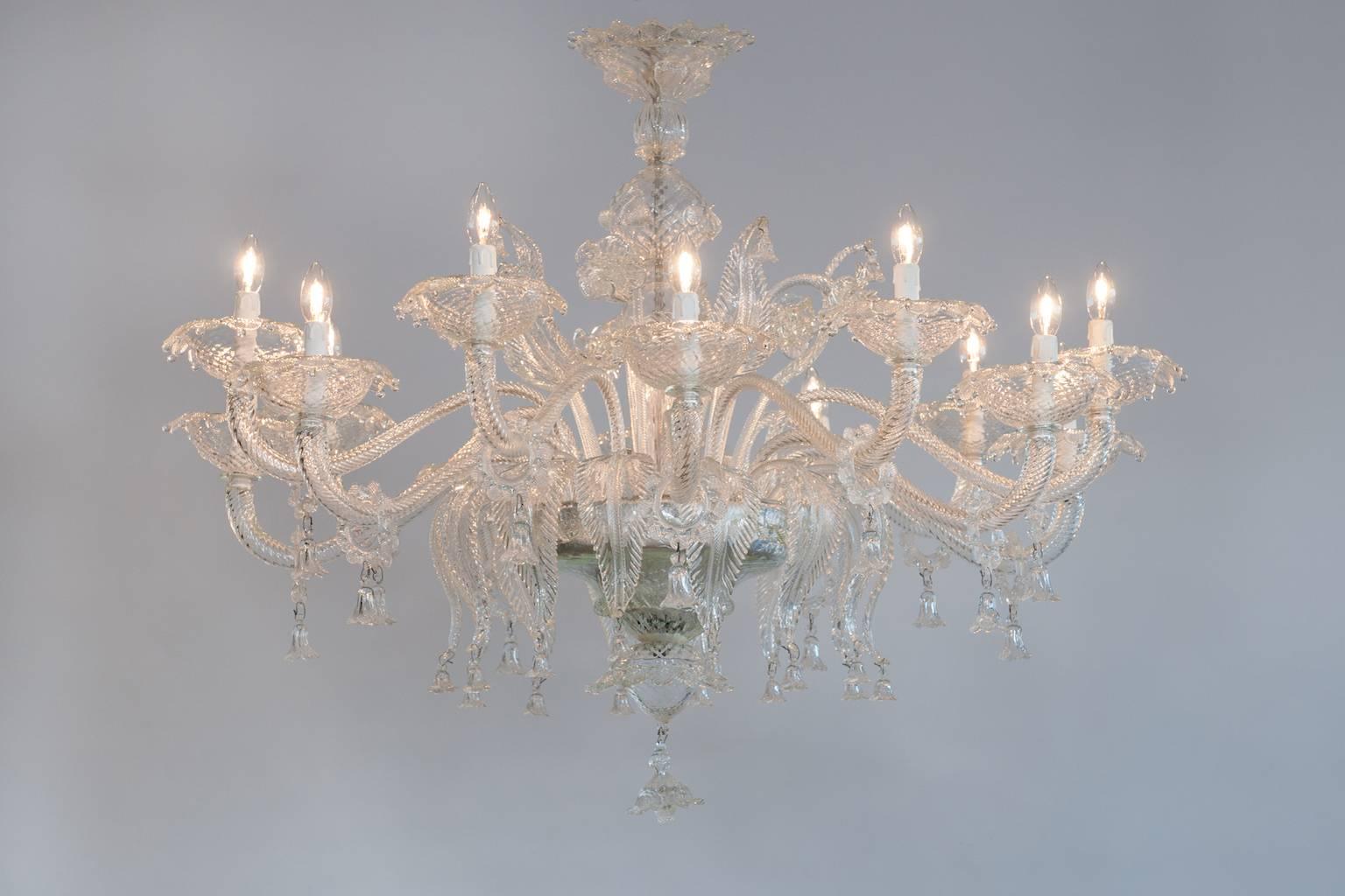 Customizable Italian Venetian Chandelier in Murano Glass Clear Color, Italy   For Sale 1