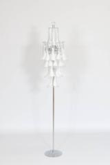 Italian Floor Lamp with clear elements in white Murano Glass 1970s