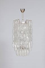 Italian Modern Chandelier in Transparent Murano Glass, Venini, 1960s