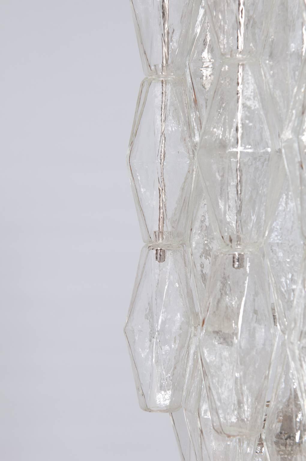 Hand-Crafted Italian Modern Chandelier in Transparent Murano Glass, Venini, 1960s For Sale