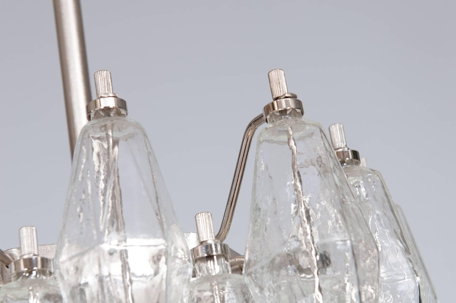 Italian Modern Chandelier in Transparent Murano Glass, Venini, 1960s For Sale 1