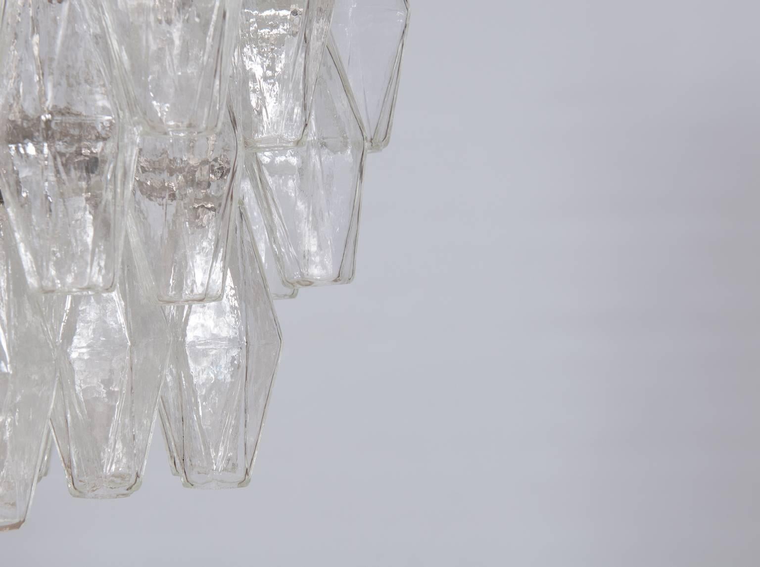 Mid-Century Modern Italian Modern Chandelier in Transparent Murano Glass, Venini, 1960s For Sale