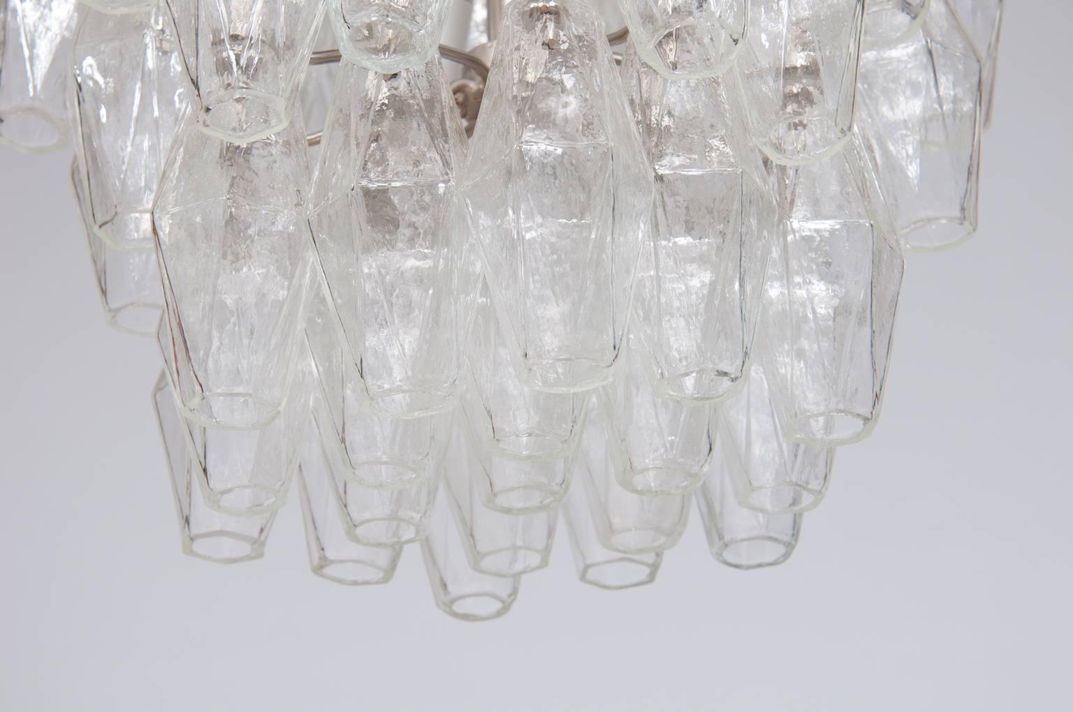 Moderner italienischer moderner Kronleuchter aus transparentem Muranoglas, Venini, 1960er Jahre (Moderne der Mitte des Jahrhunderts) im Angebot