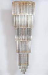 Lustre encastré Murano du 21e siècle sur mesure, en verre transparent avec cadre doré