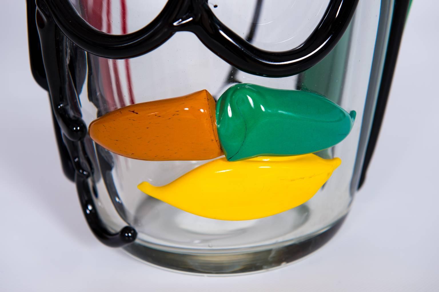 Vaso italiano in vetro di Murano multicolore stile Picasso Cenedese anni '70 in vendita 1