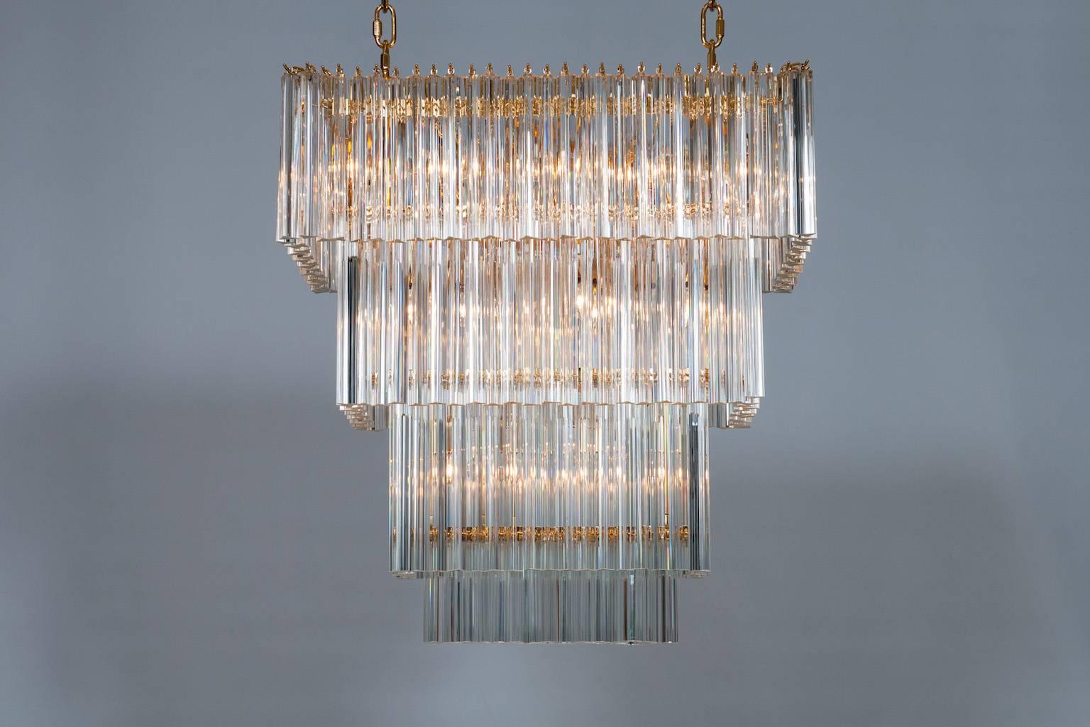 Contemporary Customizable Rectangular Chandelier in Murano Glass Transparent For Sale