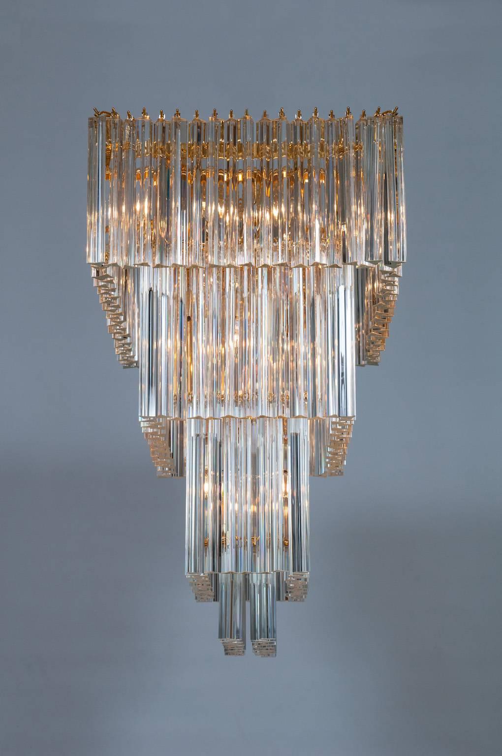 Hand-Crafted Customizable Rectangular Chandelier in Murano Glass Transparent For Sale