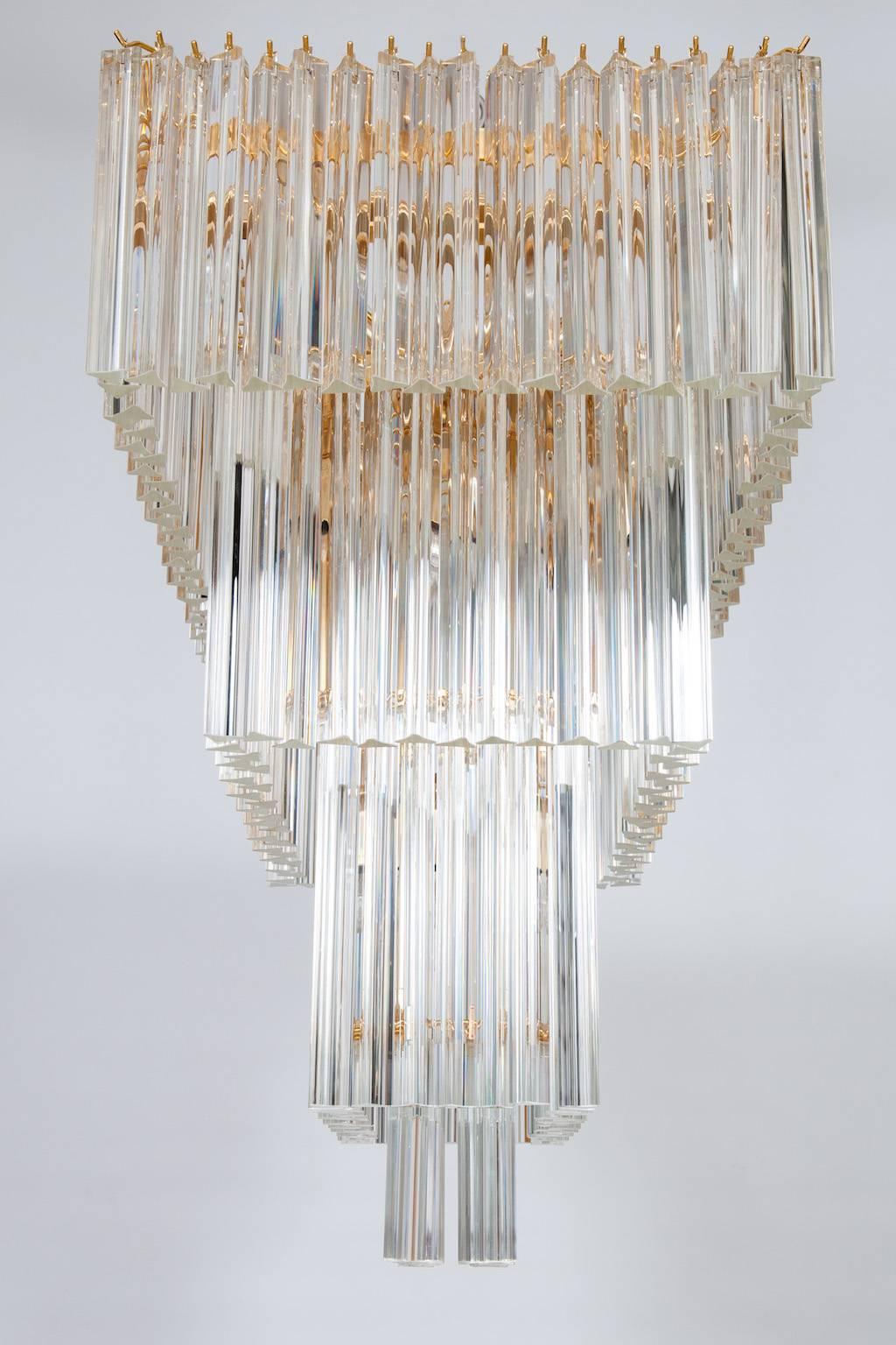 Rechteckiger, anpassbarer Kronleuchter aus Muranoglas, transparent (Handgefertigt) im Angebot