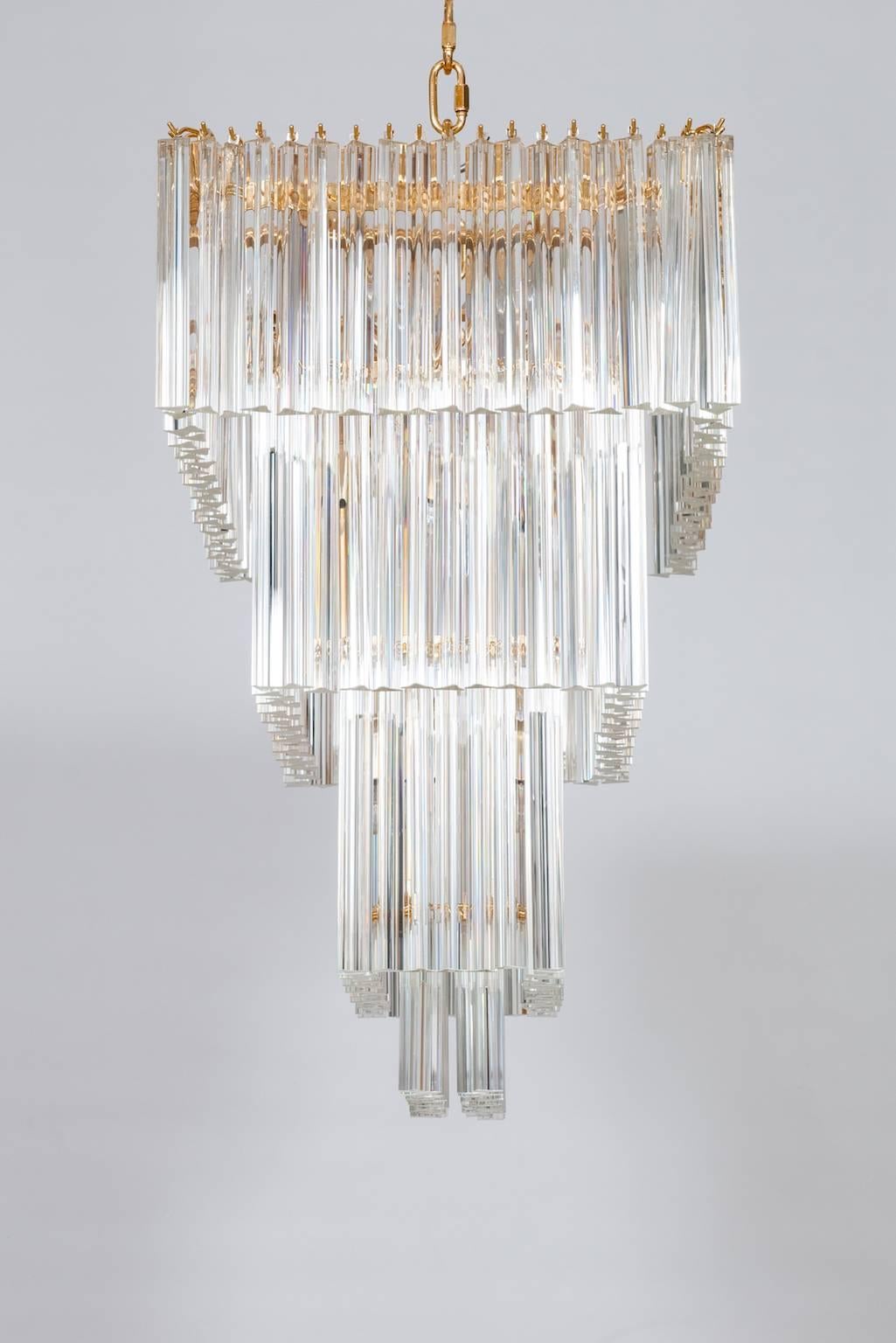Rechteckiger, anpassbarer Kronleuchter aus Muranoglas, transparent (Italienisch) im Angebot