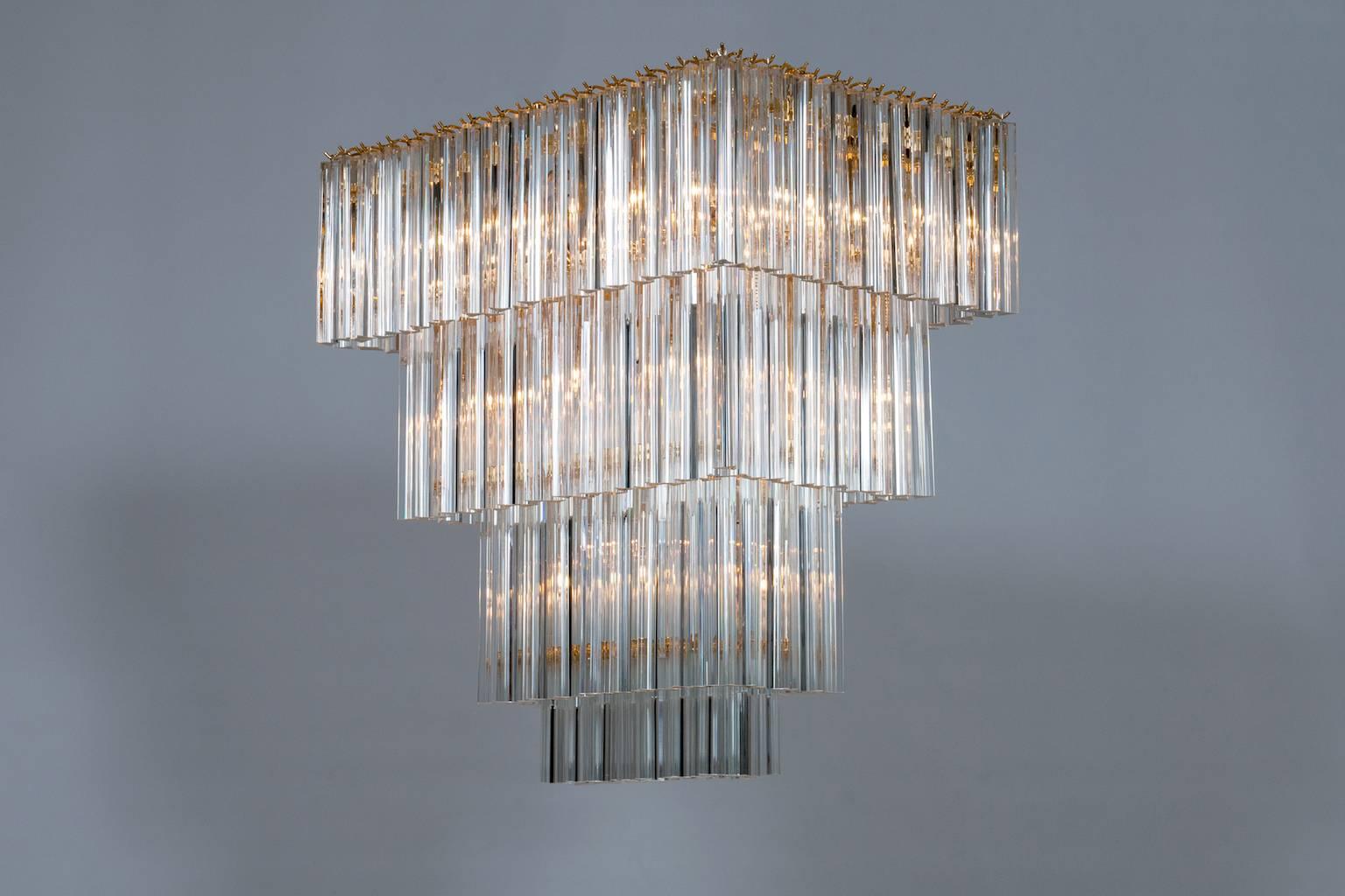 Customizable Rectangular Chandelier in Murano Glass Transparent In New Condition For Sale In Villaverla, IT