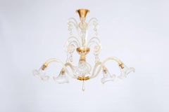 Italian Chandelier in Gold and Blown Murano Glass, Big Bells and Pendants 1970s