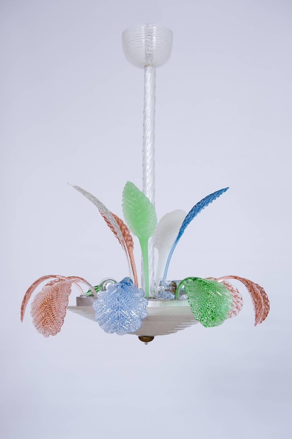 Hand-Crafted Italian Chandelier in Multi-Color Murano Glass, from 1960s