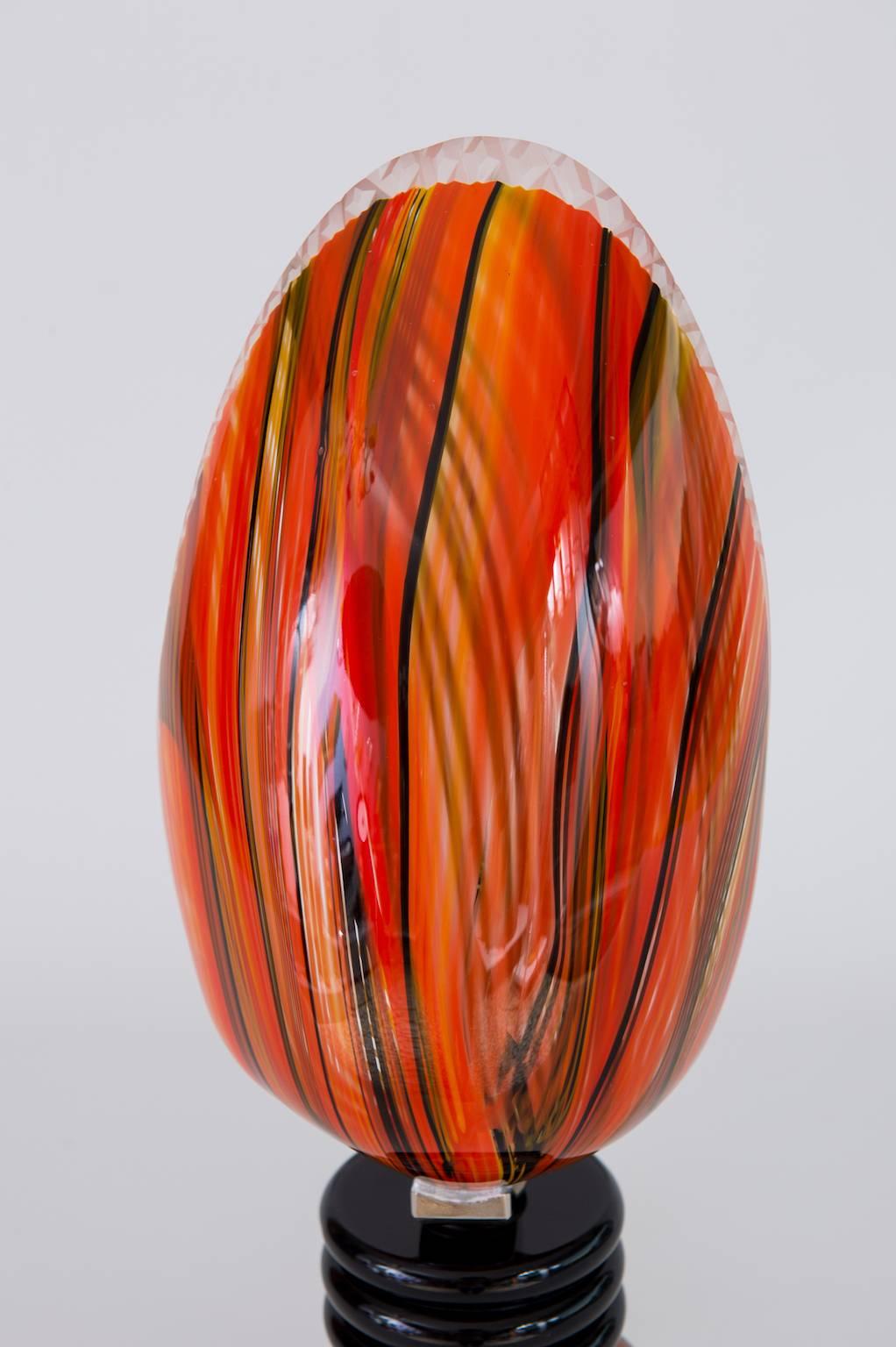 Italian Venetian Blown Murano Glass, handcrafted, Table Lamp red and multicolor  For Sale 2