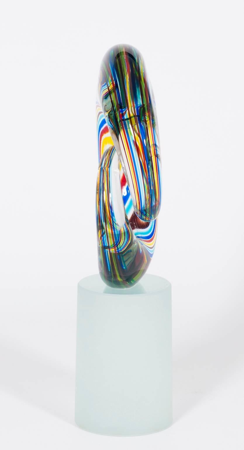 Hand-Crafted Italian Sculpture in blown  Murano Glass Multi-Color by Romano Donà