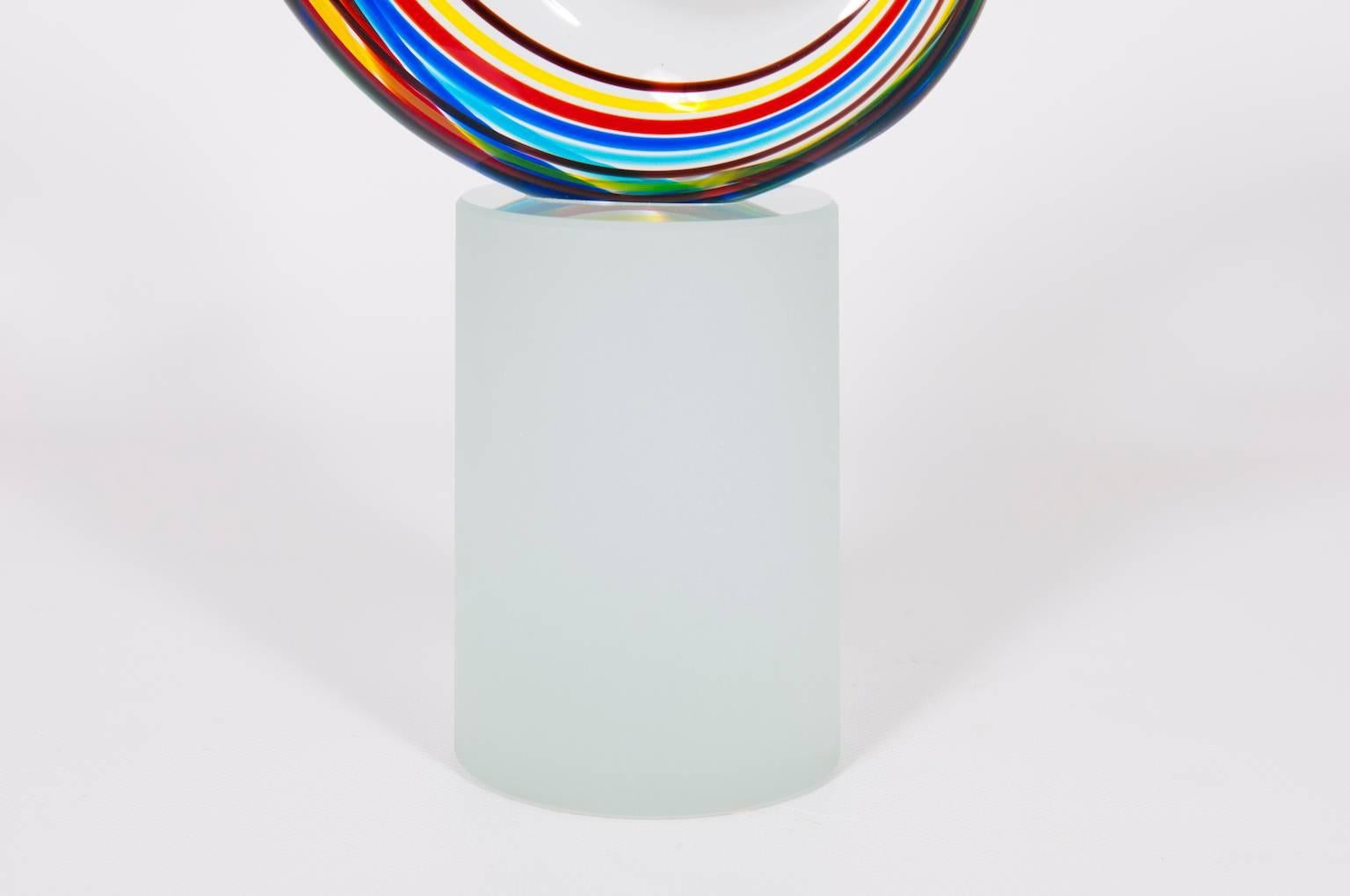 Blown Glass Italian Sculpture in blown  Murano Glass Multi-Color by Romano Donà