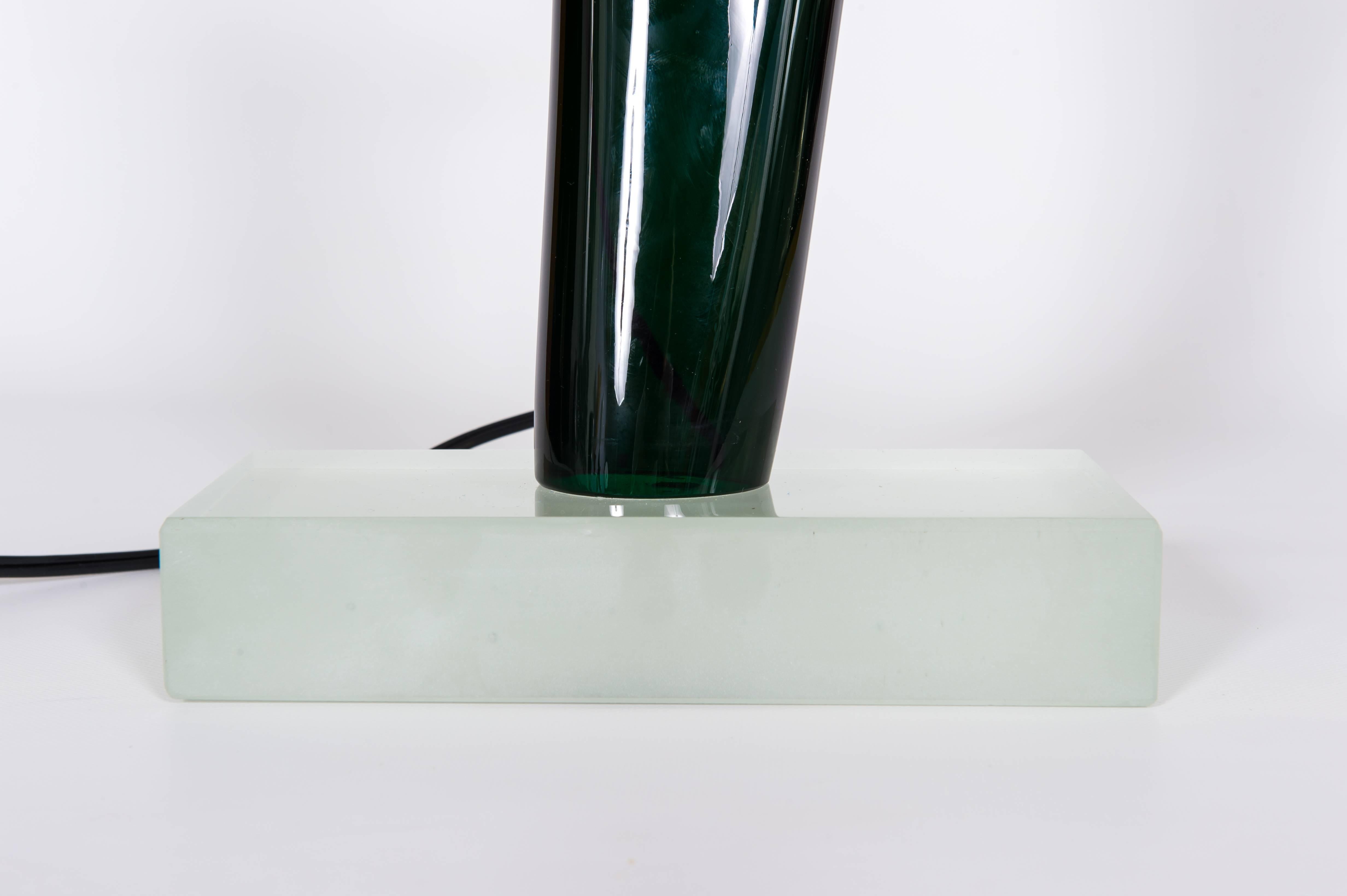 Fait main Lampe de bureau Tulip d'origine Cenedese en verre de Murano vert et bleu, 1970, Italie en vente