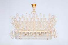 Italian Murano Glass Chandelier with 24-Karat Gold Accents, Giovanni Dalla Fina