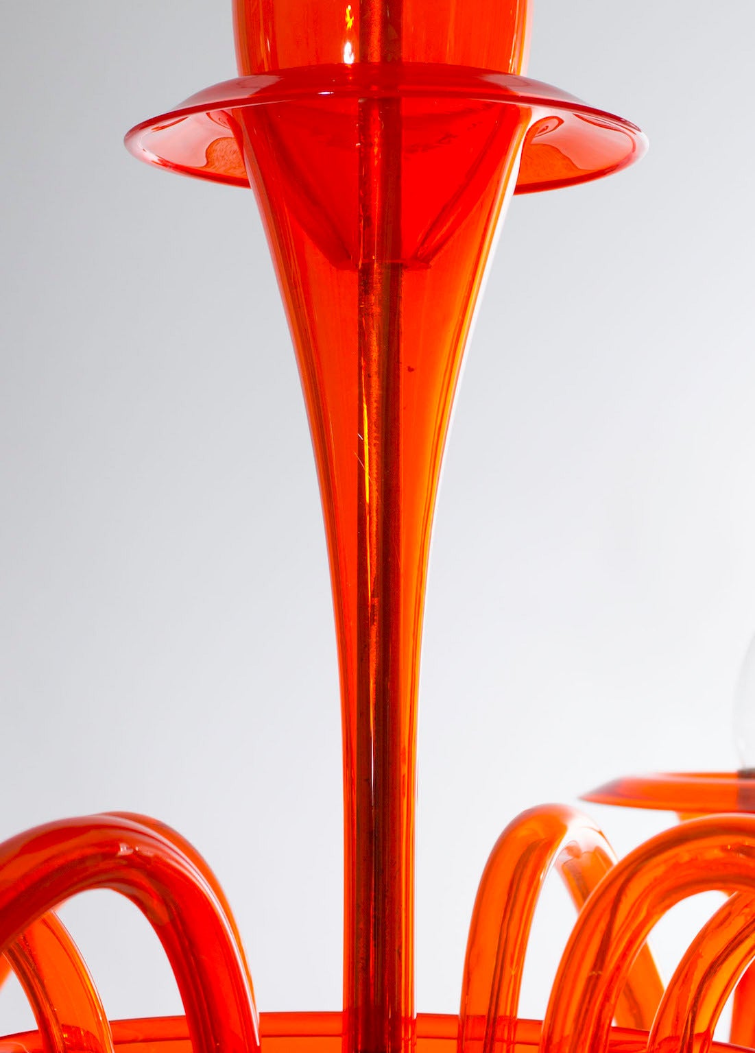 Modern Customizable Murano Chandelier showcases in vibrant Orange Contemporary Italy 