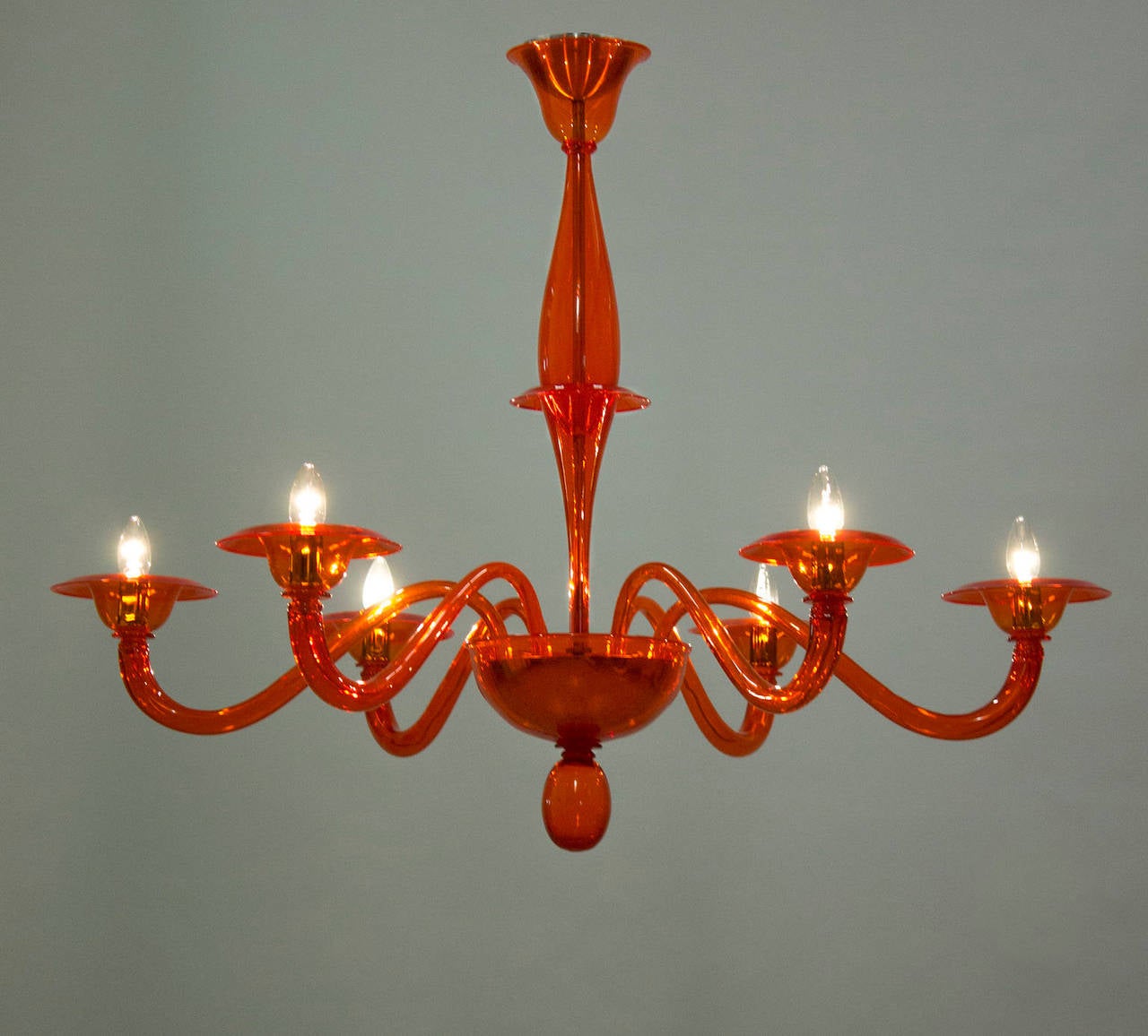 Murano Glass Customizable Murano Chandelier showcases in vibrant Orange Contemporary Italy 