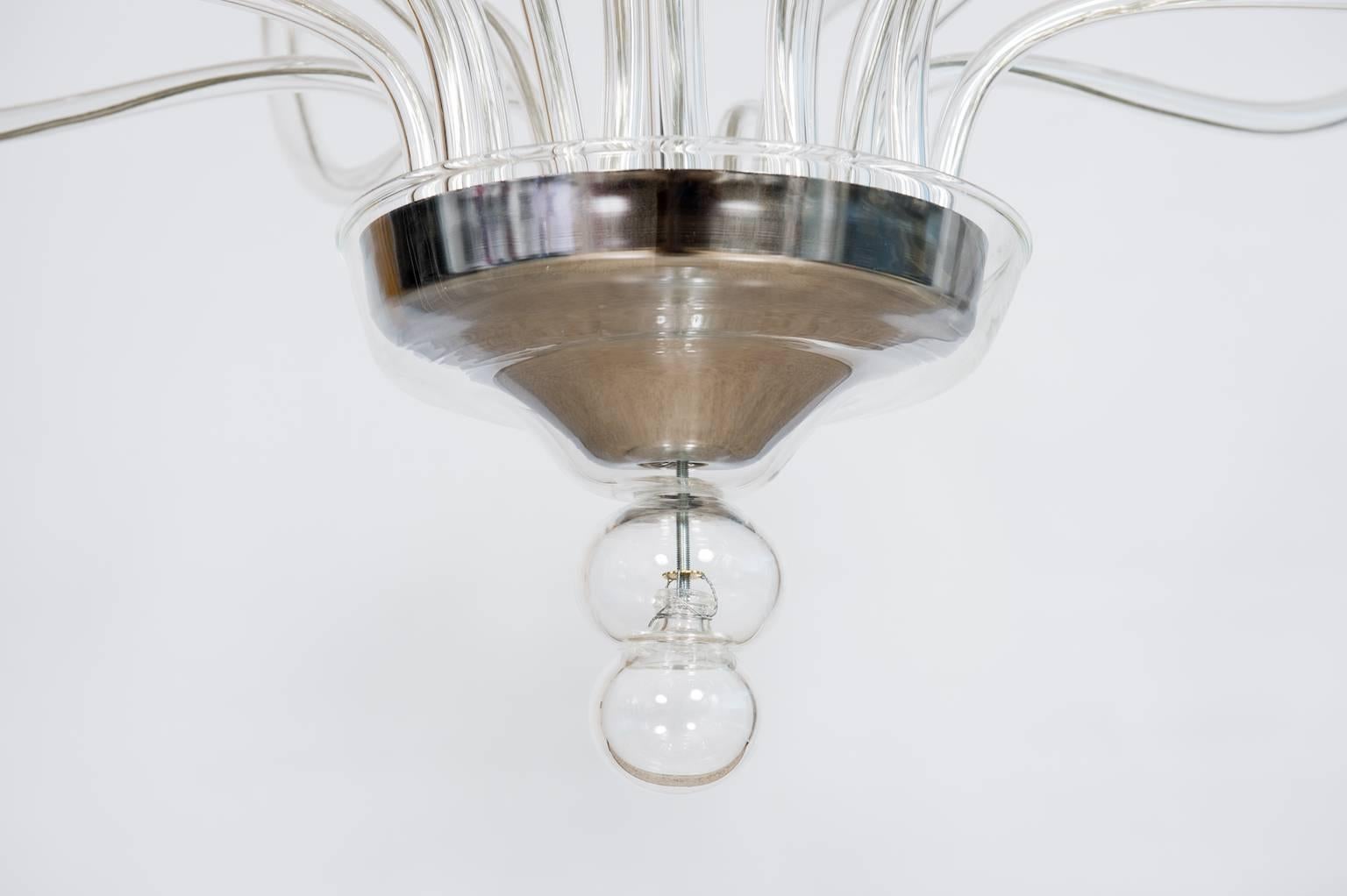 Modern Handblown Murano glass chandelier in modern style Clear Color Contemporary Italy For Sale