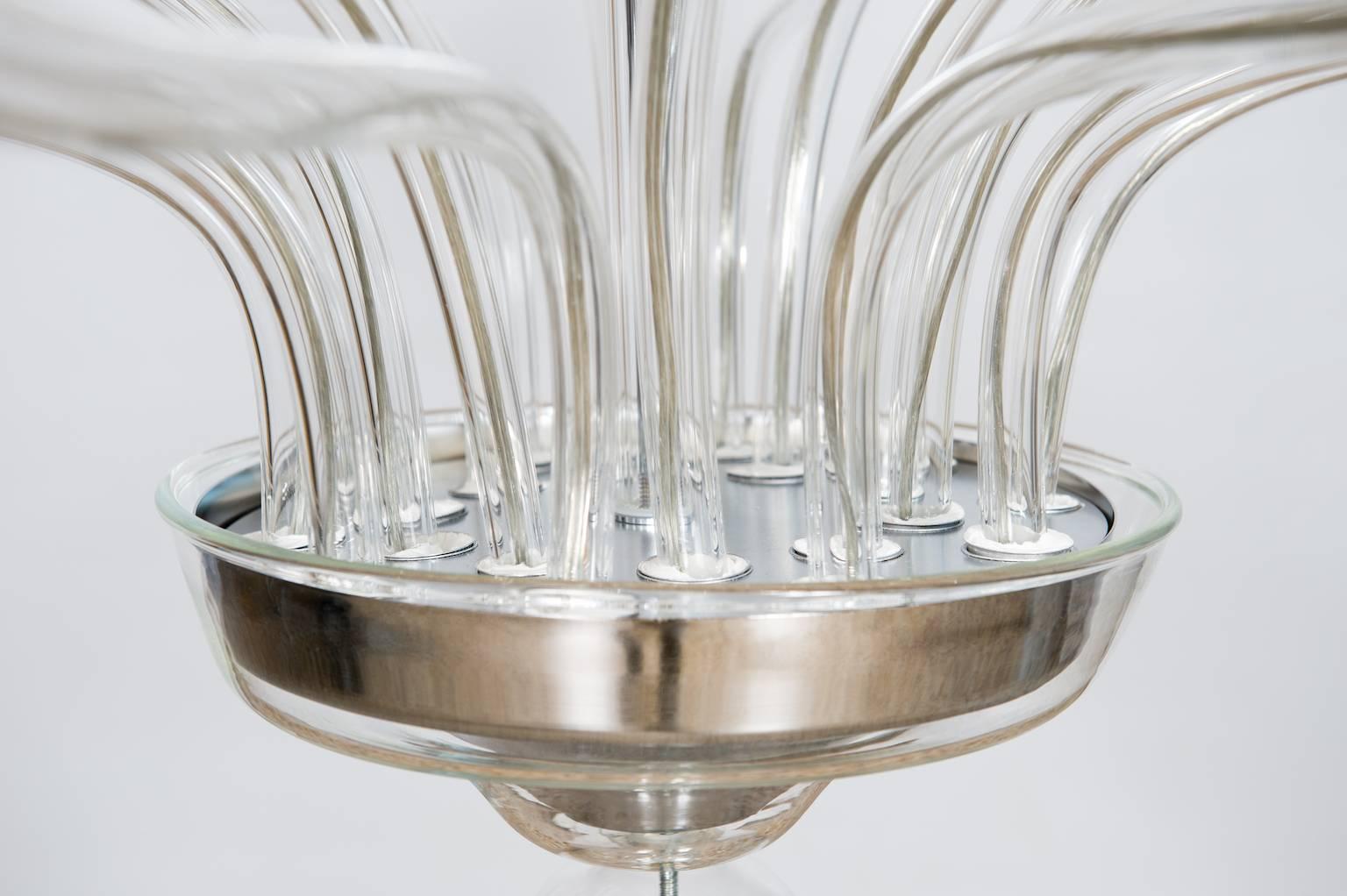 Italian Handblown Murano glass chandelier in modern style Clear Color Contemporary Italy For Sale