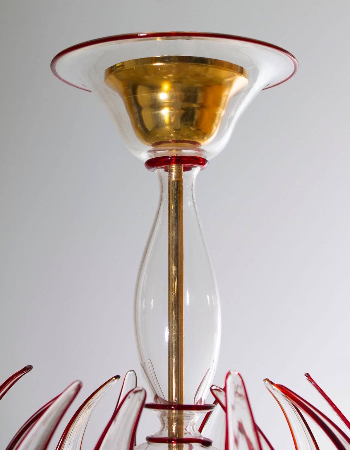 Modern Italian Venetian Chandelier in Blown Murano Glass  Red Finitures 2