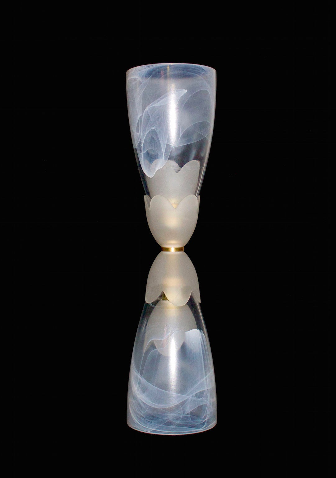 Italian Venetian Pair of Table Lamps, Blown Murano Glass White Nuanced, 1980s 5