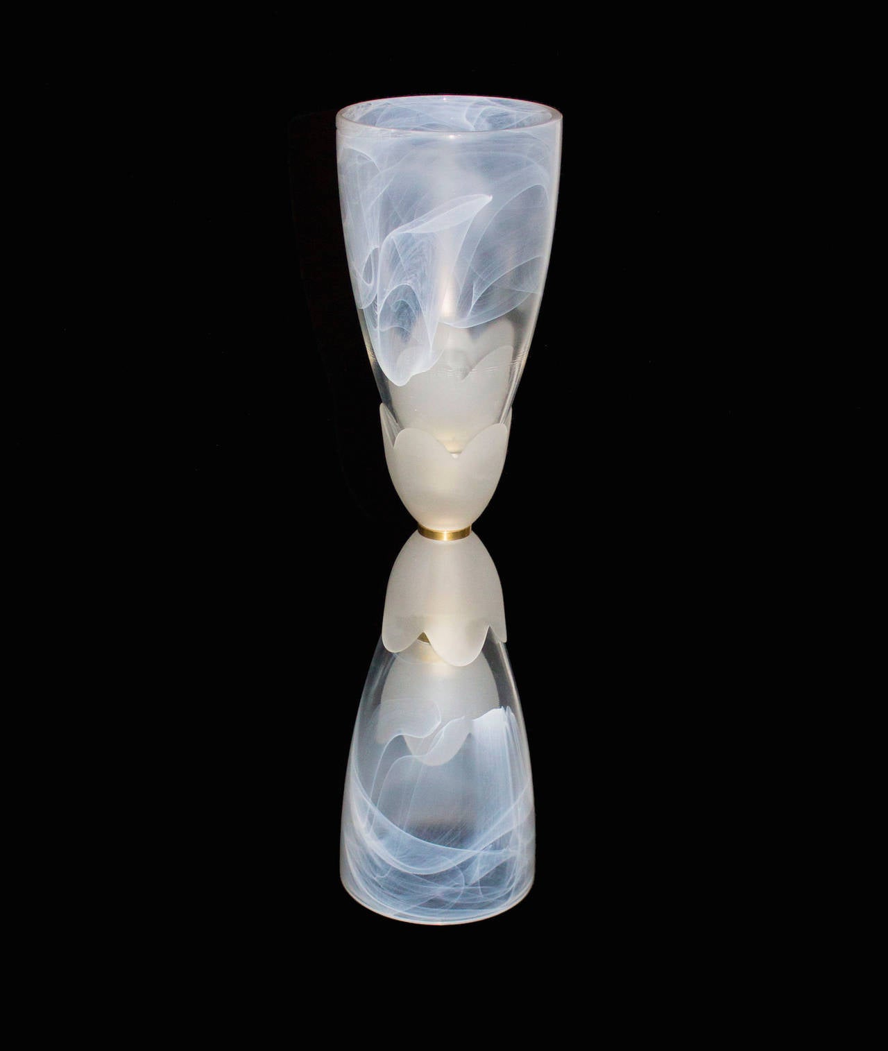 Italian Venetian Pair of Table Lamps, Blown Murano Glass White Nuanced, 1980s 8
