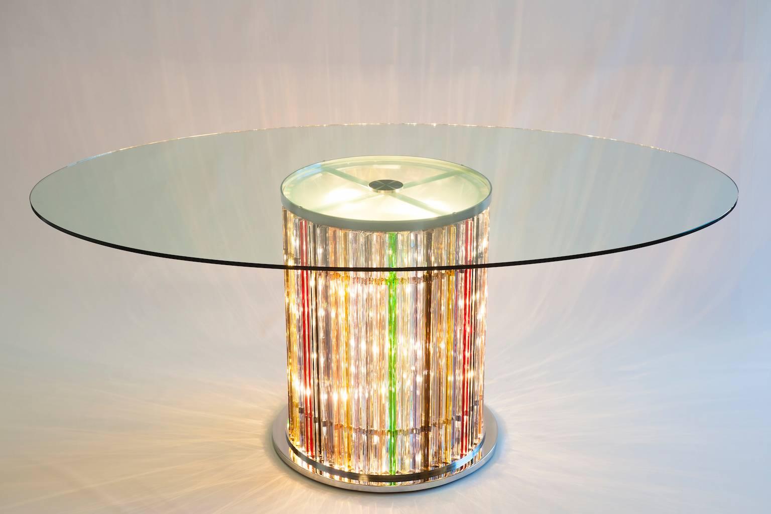 Italian Murano Dining Table with Lights in the Stem, circa 1980s 4