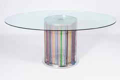 Italian Murano Dining Table with Lights in the Stem, circa 1980s