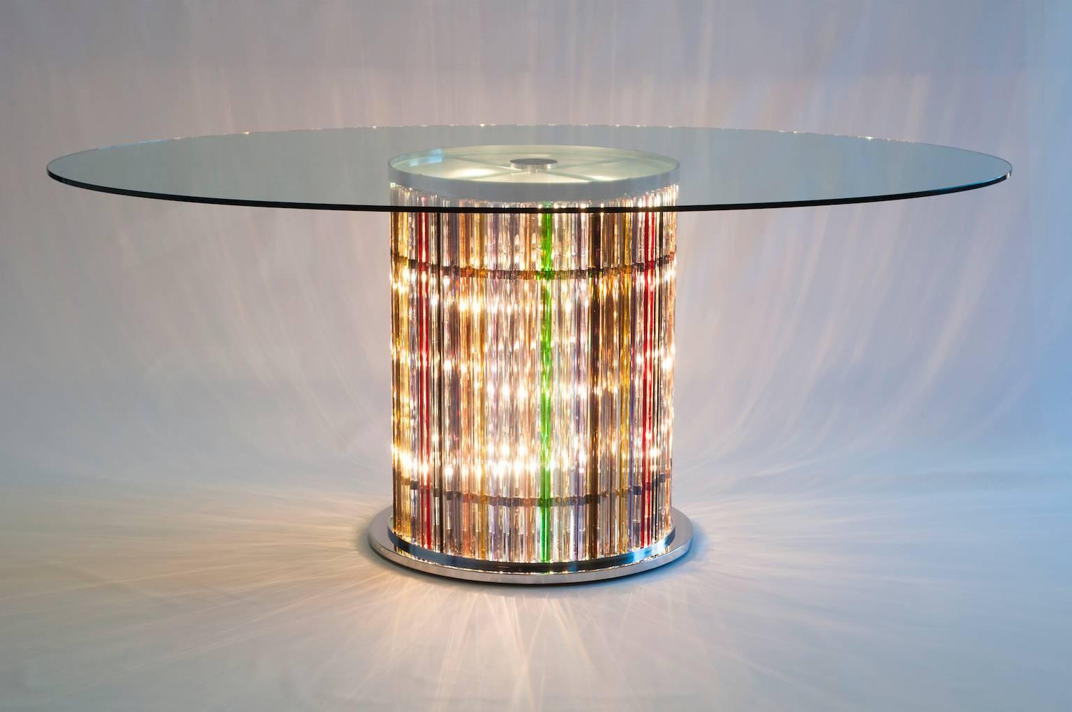 Italian Murano Dining Table with Lights in the Stem, circa 1980s 3