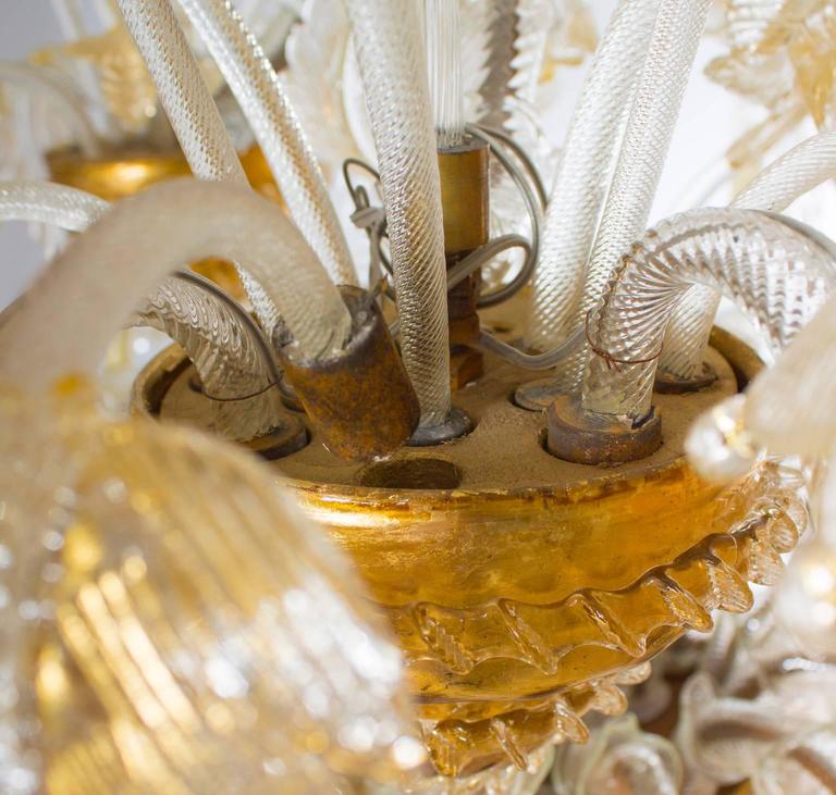 Italian Ca' Rezzonico Chandelier in Blown Murano Glass Gold 1950s For Sale 2