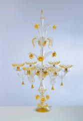 Amber Flambeau Table Lamp Blown Murano Glass, 1990s Italy